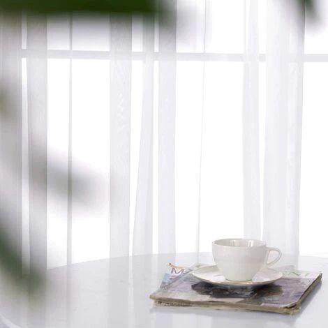 Deconovo Lot De 1 Rideau Voilage Salon Chambre, 140x180 Cm, Blanc 5 Deconovo Lot De 1 Rideau Voilage Salon Chambre, 140x180 Cm, Blanc – Image 5