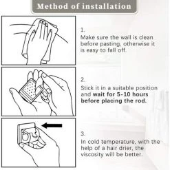 KARTOKNER 4 Pièces Support De Tringle à Rideau Auto-Adhésif Supports De Crochet De Draperie Support De Tige De Fixation Supports Muraux De Tringles à Rideaux Crochets De Tige De Serviette -Rideau et tringle Soldes 2024 58490374 3