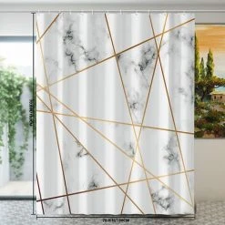 HEGUYEY Rideau De Douche En Marbre Blanc Résistant à La Moisissure Imperméable à L'eau
