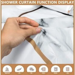 HEGUYEY Rideau De Douche En Marbre Blanc Résistant à La Moisissure Imperméable à L'eau -Rideau et tringle Soldes 2024 58839418 4