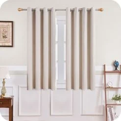 ENLENK Rideau Occultant Thermique Isolant 140x160 Cm Rideaux De Petite Fenêtre Courts Beige Intérieurs Pour Salon Chambre à Coucher Lot De 2 Avec Oeillets