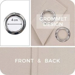 ENLENK Rideau Occultant Thermique Isolant 140x160 Cm Rideaux De Petite Fenêtre Courts Beige Intérieurs Pour Salon Chambre à Coucher Lot De 2 Avec Oeillets -Rideau et tringle Soldes 2024 58843279 3