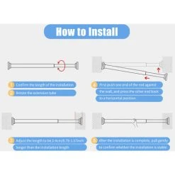 TANCYCO Tringle à Rideau à Tension à Ressort Antidérapante Tringle à Rideau Extensible Pas De Perçage Pas De Rouille Poteau De Suspension Pour Placard De Salle De Bain Pour Fenêtre Ou Salle De Douche (12 à 18 Pouces Blanc) -Rideau et tringle Soldes 2024 58894223 4