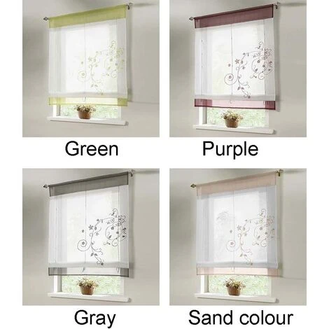 ROSIER Rideau Romantique Avec Languette Supérieure Pour La Cuisine Et Le Balcon (gris, 80*120cm)——VEBTles 3 ROSIER Rideau Romantique Avec Languette Supérieure Pour La Cuisine Et Le Balcon (gris, 80*120cm)——VEBTles – Image 3