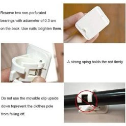 ROSIER Crochet Auto Adhesif Rideau,4 Pièces Support Tringle Rideaux Sans Percage,Crochets Muraux Auto-Adhésifs,Tringle à Serviette,Support Mural,Fixations Sans Perçage Tige Support Pour Rideau Canne,Cuisine (blanc, 4.3*4.2cm)——VEBTles -Rideau et tringle Soldes 2024 59152800 5