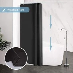 ZOLGINAH Rideau De Douche Tissu Anti Moisissure Et Lavable Textile Noir En Polyester Petits Rideaux De Bain Imperméable Pour Salle De Bain Avec 10 Crochets 150x180cm -Rideau et tringle Soldes 2024 59344152 4