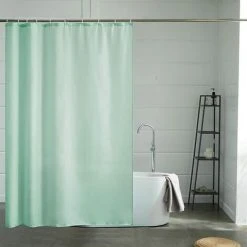 ZOLGINAH Rideau De Douche Tissu Lavable Imperméable 120x200cm Petit Rideau Douche Vert Anti Moisissure En Polyester Pour Salle De Bain Avec 8 Crochets