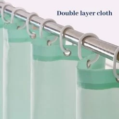 ZOLGINAH Rideau De Douche Tissu Lavable Imperméable 120x200cm Petit Rideau Douche Vert Anti Moisissure En Polyester Pour Salle De Bain Avec 8 Crochets -Rideau et tringle Soldes 2024 59344169 3