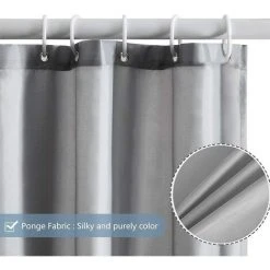 ZOLGINAH Petit Rideau De Douche Gris Tissu Imperméable Lavable Avec 8 Crochets Textile En Polyester Anti Moisissure Rideau Douche 120x180cm Pour Salle De Bain -Rideau et tringle Soldes 2024 59345043 3