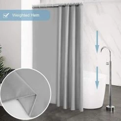 ZOLGINAH Petit Rideau De Douche,Gris,Anti Moisissure,90 X 180cm,Tissu Polyester,Imperméable,Rideaux Baignoire Lavable En Machine,6 Crochets -Rideau et tringle Soldes 2024 59346566 4
