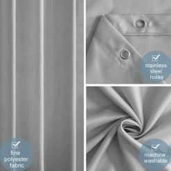 ZOLGINAH Petit Rideau De Douche,Gris,Anti Moisissure,90 X 180cm,Tissu Polyester,Imperméable,Rideaux Baignoire Lavable En Machine,6 Crochets -Rideau et tringle Soldes 2024 59346566 5