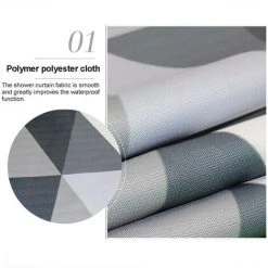 ROSIER Rideau De Douche 200 X 220 Cm (200 X 220 Cm De Largeur, 220 Cm De Hauteur), Tissu Polyester Imperméable Anti-bactérien, Anti-moisissure, Lavable, Avec 12 Anneaux De Rideau De Douche——VEBTles -Rideau et tringle Soldes 2024 59492861 3