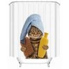 FONTAINEBLEAU Fonepro 1 Pcs 180*180cm Rideau De Douche Motif Chat Mignon, Pour Salle De Bain, Tissu Polyester Imperméable, Avec Crochets