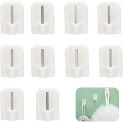 TINOR 10Pcs Crochets Autocollants, Crochets Adhésifs, Supports Pour Tringles, Tringle Sans Percage Crochets Autocollants Pour Barres De Rideaux