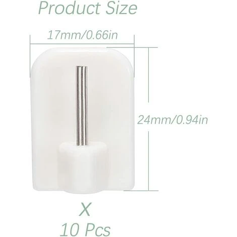 TINOR 10Pcs Crochets Autocollants, Crochets Adhésifs, Supports Pour Tringles, Tringle Sans Percage Crochets Autocollants Pour Barres De Rideaux 2 TINOR 10Pcs Crochets Autocollants, Crochets Adhésifs, Supports Pour Tringles, Tringle Sans Percage Crochets Autocollants Pour Barres De Rideaux â Image 2