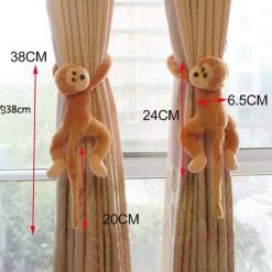 GALOZZOIT Lot De 2 Embrasse à Rideaux Mignon Pour Chambre D'enfant Crochets De Rideau Singe Peluche Boucle à Rideaux Décoration De Fenêtre Accessoires Rideaux Embrasses Corde Pinces Rideaux(Dark Brown） -Rideau et tringle Soldes 2024 60000682 5