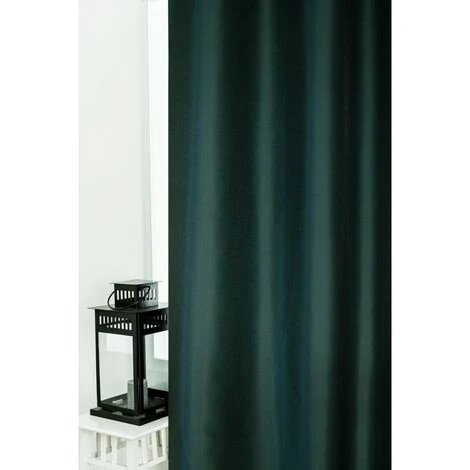 RIDEAUDISCOUNT Rideau 140 X 260 Cm à Œillets Effet Soie Vert Emeraude - Vert 3 RIDEAUDISCOUNT Rideau 140 X 260 Cm à Œillets Effet Soie Vert Emeraude - Vert – Image 3