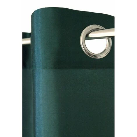 RIDEAUDISCOUNT Rideau 140 X 260 Cm à Œillets Effet Soie Vert Emeraude - Vert 4 RIDEAUDISCOUNT Rideau 140 X 260 Cm à Œillets Effet Soie Vert Emeraude - Vert – Image 4