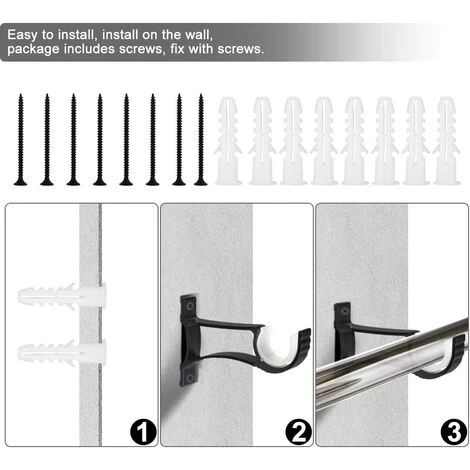 READCLY 4 PCS Support Tringle Rideaux En Alliage D'Aluminium 11 * 8 Support De Poteau De Rideau Antirouille Draperie Tringle Supports Avec Vis Et Tube D'Expansion Pour Salon Bureau Etudier Chambre 4 READCLY 4 PCS Support Tringle Rideaux En Alliage D'Aluminium 11 * 8 Support De Poteau De Rideau Antirouille Draperie Tringle Supports Avec Vis Et Tube D'Expansion Pour Salon Bureau Etudier Chambre – Image 4