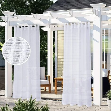 WINBO Rideau D'extérieur Pour Terrasse - 2 Panneaux Imperméables à Languette, Blanc, 132 X 241 Cm 1 WINBO Rideau D'extérieur Pour Terrasse - 2 Panneaux Imperméables à Languette, Blanc, 132 X 241 Cm