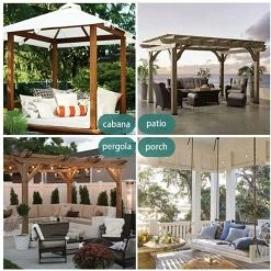 WINBO Rideau D'extérieur Pour Terrasse - 2 Panneaux Imperméables à Languette, Blanc, 132 X 213 Cm -Rideau et tringle Soldes 2024 60289953 5