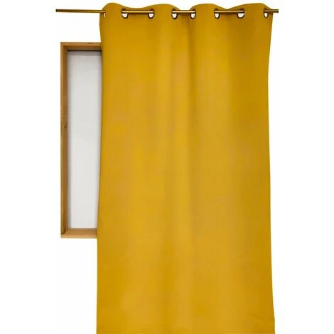 RIDEAUDISCOUNT Rideau Occultant 140 X 240 Cm à Œillet Uni Jaune - Jaune 2 RIDEAUDISCOUNT Rideau Occultant 140 X 240 Cm à Œillet Uni Jaune - Jaune – Image 2