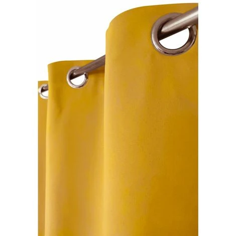 RIDEAUDISCOUNT Rideau Occultant 140 X 240 Cm à Œillet Uni Jaune - Jaune 5 RIDEAUDISCOUNT Rideau Occultant 140 X 240 Cm à Œillet Uni Jaune - Jaune – Image 5