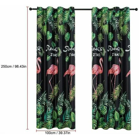 LITZEE Rideau Rideau Occultant Feuille De Bananier De Foret Tropicale Tropicale Bleue Perforee 100 * 250CM Type A 2 LITZEE Rideau Rideau Occultant Feuille De Bananier De Foret Tropicale Tropicale Bleue Perforee 100 * 250CM Type A – Image 2