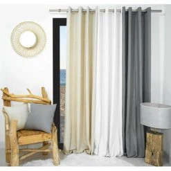 Rideau Lin à Oeillets 135x250 Cm LINEN Naturel, Par Soleil D'Ocre - Ecru -Rideau et tringle Soldes 2024 60954759 3