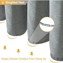 BAICCCF 180 X 200 Cm De Long De Douche En Tissu Gris Rideau , Ensemble De Rideaux De Douche En Tissu Résistant Texturé En Lin Avec Crochets -Rideau et tringle Soldes 2024 60978779 5