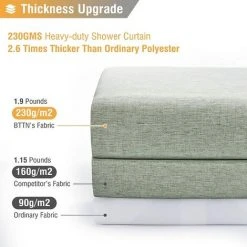 BAICCCF Rideau De Douche Vert Sauge, Ensemble De Rideaux De Douche En Tissu épais Texturé En Lin Avec 12 Crochets En Plastique, Résistant à La Rouille, Lavable En Machine, Rideaux De Luxe Simples Pour Hôtel Spa Pour Douches De Salle De Bain -Rideau et tringle Soldes 2024 60978795 5