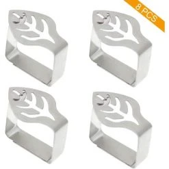 ZOLGINAH Lot De 8 Pinces Pour Nappe Décoratives En Acier Inoxydable épais - Pour Pique-nique, Barbecue, Mariage, Fête - Argenté – Feuille