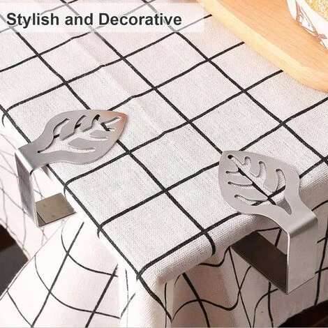 ZOLGINAH Lot De 8 Pinces Pour Nappe Décoratives En Acier Inoxydable épais - Pour Pique-nique, Barbecue, Mariage, Fête - Argenté – Feuille 2 ZOLGINAH Lot De 8 Pinces Pour Nappe Décoratives En Acier Inoxydable épais - Pour Pique-nique, Barbecue, Mariage, Fête - Argenté – Feuille – Image 2