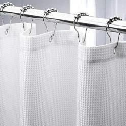 BAICCCF 180*210 Cm Extra Long Waffle Rideau De Douche, Heavy Duty Tissu Rideaux De Douche Avec Waffle Weave Hôtel Qualité Salle De Bains Rideaux De Douche