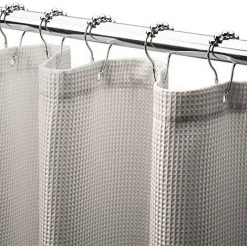 BAICCCF Rideau De Douche Gaufré 180 X 180 Cm, Rideaux De Douche En Tissu Résistant Avec Tissage Gaufré Rideaux De Douche De Salle De Bain De Qualité Hôtelière (Kaki)