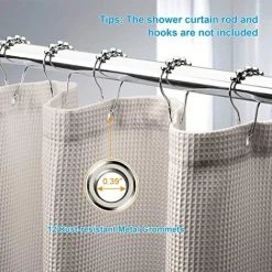 BAICCCF Rideau De Douche Gaufré 180 X 180 Cm, Rideaux De Douche En Tissu Résistant Avec Tissage Gaufré Rideaux De Douche De Salle De Bain De Qualité Hôtelière (Kaki) -Rideau et tringle Soldes 2024 61195199 5