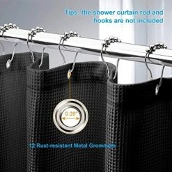 BAICCCF Rideau De Douche Gaufré 180 X 210 Cm, Rideaux De Douche En Tissu Résistant Avec Tissage Gaufré Rideaux De Douche De Salle De Bain De Qualité Hôtelière (noir) -Rideau et tringle Soldes 2024 61196336 4