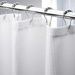 BAICCCF Rideau De Douche Gaufré 100*180cm, Rideaux De Douche En Tissu Résistant Avec Tissage Gaufré Rideaux De Douche De Salle De Bain De Qualité Hôtelière