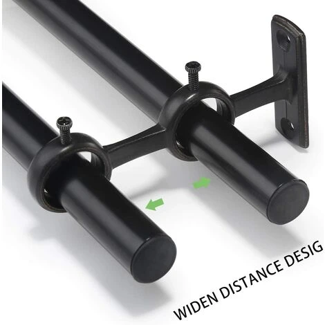 EINEMGELD Lot De 2 Supports De Tringle à Rideaux Double Crochets Pour Tringle à Rideaux De Salon, Chambre à Coucher, Tringle à Rideaux (Noir) (2pcs) 3 EINEMGELD Lot De 2 Supports De Tringle à Rideaux Double Crochets Pour Tringle à Rideaux De Salon, Chambre à Coucher, Tringle à Rideaux (Noir) (2pcs) – Image 3