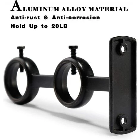 EINEMGELD Lot De 2 Supports De Tringle à Rideaux Double Crochets Pour Tringle à Rideaux De Salon, Chambre à Coucher, Tringle à Rideaux (Noir) (2pcs) 4 EINEMGELD Lot De 2 Supports De Tringle à Rideaux Double Crochets Pour Tringle à Rideaux De Salon, Chambre à Coucher, Tringle à Rideaux (Noir) (2pcs) – Image 4