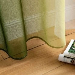 HEGUYEY Rideau Voilage Lot De 2 Rideaux Dégradé à Oeillet Voilages Intérieur Fenêtre En Polyester Couleur Changée Voile Transparent Décor Pour Salon Chambre Bureau Blanc Avec Bleu D'eau1.32x2.14M -Rideau et tringle Soldes 2024 61355771 4