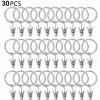 Deckon 30 Anneaux De Rideau PCS Avec Pinces, Pinces à Draperie Solides, Crochets Sur Support De Tige De Tension, Diamètre Intérieur Oeillets En Métal Rideaux Décoratifs Cintres De Fenêtre, Argent
