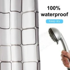SLI-RES Rideau De Douche Anti-moisissure, Rideau De Douche Tissu Polyester Imperméable Antibacterien Lavable En Machine, Rideaux Salle De Bain Semi-Transparent , 180*200CM (Blanc)，Lilaris -Rideau et tringle Soldes 2024 63707163 5