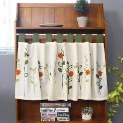 CHANCEY Rideau Brise-Bise, Rideau Cuisine En Coton Et Lin, Rideau Coulissant Pour Café, Rideau Voilage Fleuri, Rideau Court Pour Décoration De La Maison Et De La Cuisine(150W*60H Cm),SEMAket -Rideau et tringle Soldes 2024 63923906 4