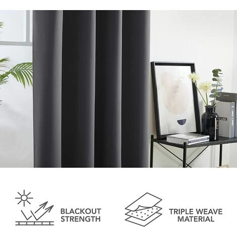 BENOBBY KIDS Rideaux Occultants Isolés, 117x137 Cm (L X H), Design Moderne à œillets, Rideaux De Salon Et De Chambre, Gris Foncé, 2 Pièces 4 BENOBBY KIDS Rideaux Occultants Isolés, 117x137 Cm (L X H), Design Moderne à œillets, Rideaux De Salon Et De Chambre, Gris Foncé, 2 Pièces – Image 4