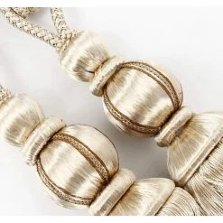 PERLE RARE 1 Paire D'embrasses De Rideaux En Corde Fait à La Main Avec Pompons Pour Rideaux De Fenêtre Drapé Corde Pour Décoration De Maison Ou De Bureau,Beige -Rideau et tringle Soldes 2024 63959220 3