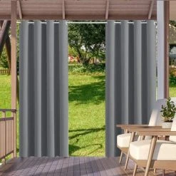 TANCYCO 1 Panneau Extérieur Et Intérieur Rideau Bloquant Le Soleil Intimité Rideaux à œillets Pour Pergola Porche Pavillon Jardin Pelouse Couloir Résistant Au Vent Soleil Chambre Décor 52 X 84 Pouces (gris)