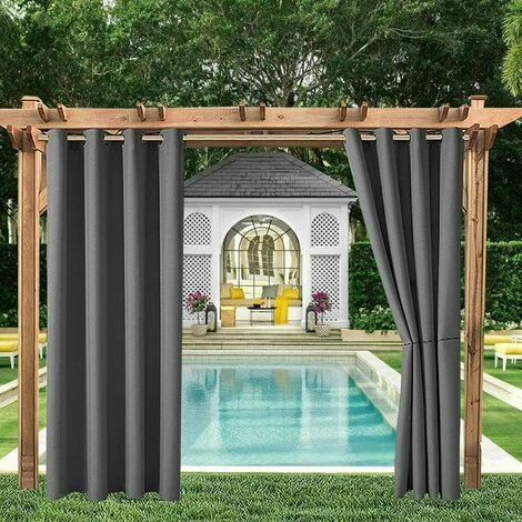 OUSUDELA Rideaux D'extérieur Jardin Patio Gazebo Rideau Occultant Coupe-vent Protection UV Résistant à La Moisissure, Rideaux Isolation Thermique Avec ?illet, L 120cm X H 150 Cm, 2 Panneaux, Gris Fonc 1 OUSUDELA Rideaux D'extérieur Jardin Patio Gazebo Rideau Occultant Coupe-vent Protection UV Résistant à La Moisissure, Rideaux Isolation Thermique Avec ?illet, L 120cm X H 150 Cm, 2 Panneaux, Gris Fonc
