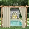 OUSUDELA Rideaux Extérieurs Jardin Patio Gazebo Rideaux Occultants Coupe-vent Protection UV Et Anti-moisissure, Rideaux Isolants Thermiques Avec Boutonnières, Largeur 120cm X Hauteur 150 Cm, 2 Panneaux, Beige