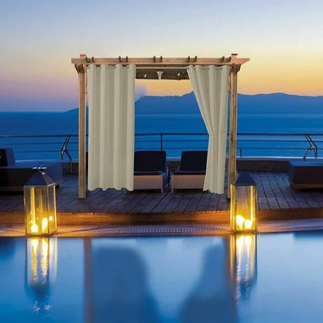 OUSUDELA Rideaux Extérieurs Jardin Patio Gazebo Rideaux Occultants Coupe-vent Protection UV Et Anti-moisissure, Rideaux Isolants Thermiques Avec Boutonnières, Largeur 120cm X Hauteur 150 Cm, 2 Panneaux, Beige 3 OUSUDELA Rideaux Extérieurs Jardin Patio Gazebo Rideaux Occultants Coupe-vent Protection UV Et Anti-moisissure, Rideaux Isolants Thermiques Avec Boutonnières, Largeur 120cm X Hauteur 150 Cm, 2 Panneaux, Beige – Image 3